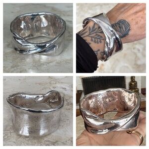 Bat-Ami Israel 925 Sterling Silver Sculptural Bracelet Modernist Artisan